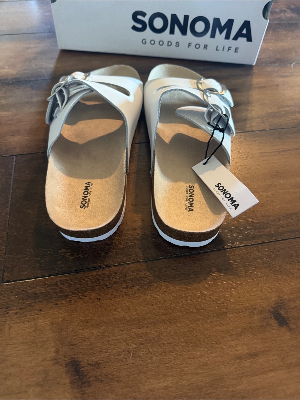 Sonoma Artwork White Double-Buckle Comfort Slide Sandals Size 7.5 New - Picture 4 of 7